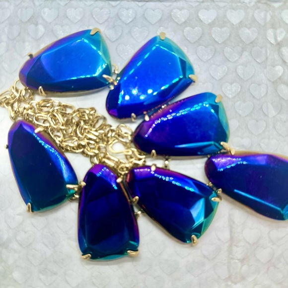 Kendra Scott Harlow Gunmetal Black Iridescent Stones Statement Bib Necklace KS - Picture 3 of 13